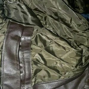 Emperio & co Armani lesther jacket w/fur collar
